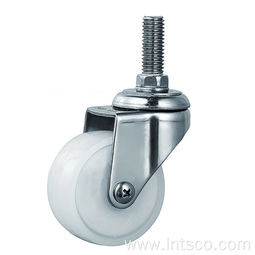 Threaded Stem Stainless Steel White PP Swivel Casters